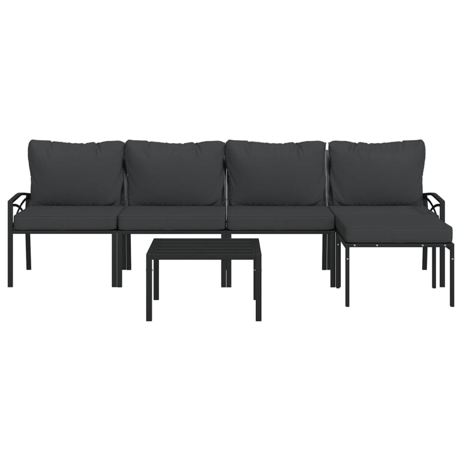 6-delige Loungeset met kussens staal grijs