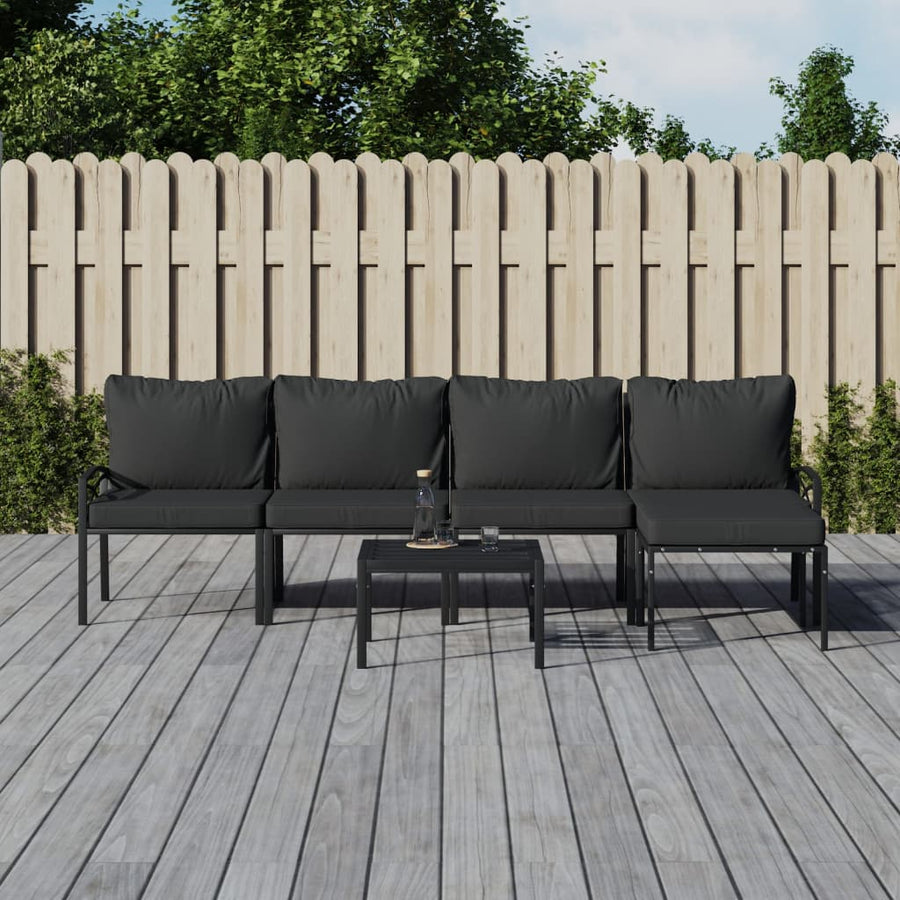 6-delige Loungeset met kussens staal grijs