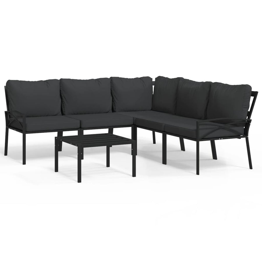 6-Delige Loungeset Met Kussens Staal 1