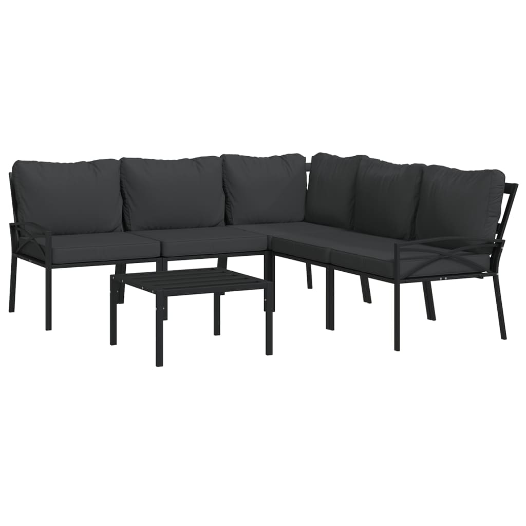 6-Delige Loungeset Met Kussens Staal 1