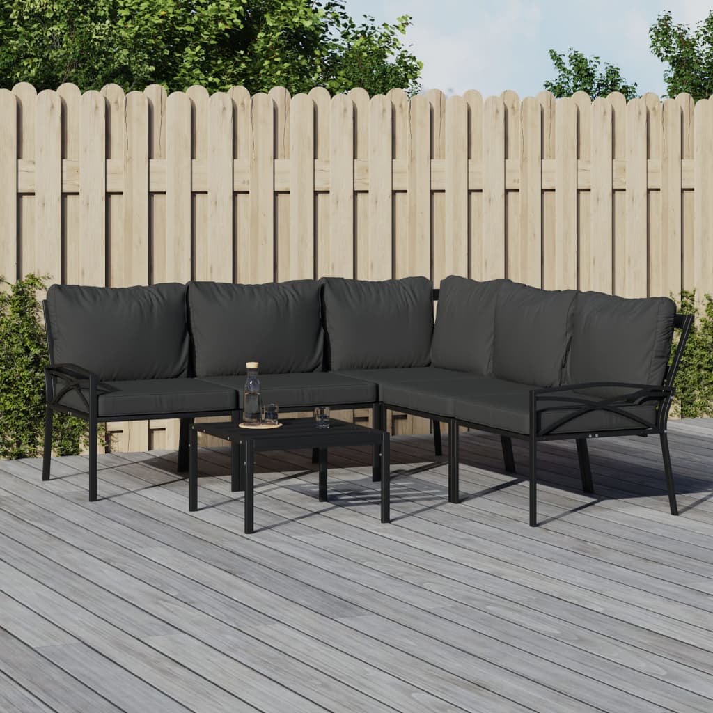 6-Delige Loungeset Met Kussens Staal 1