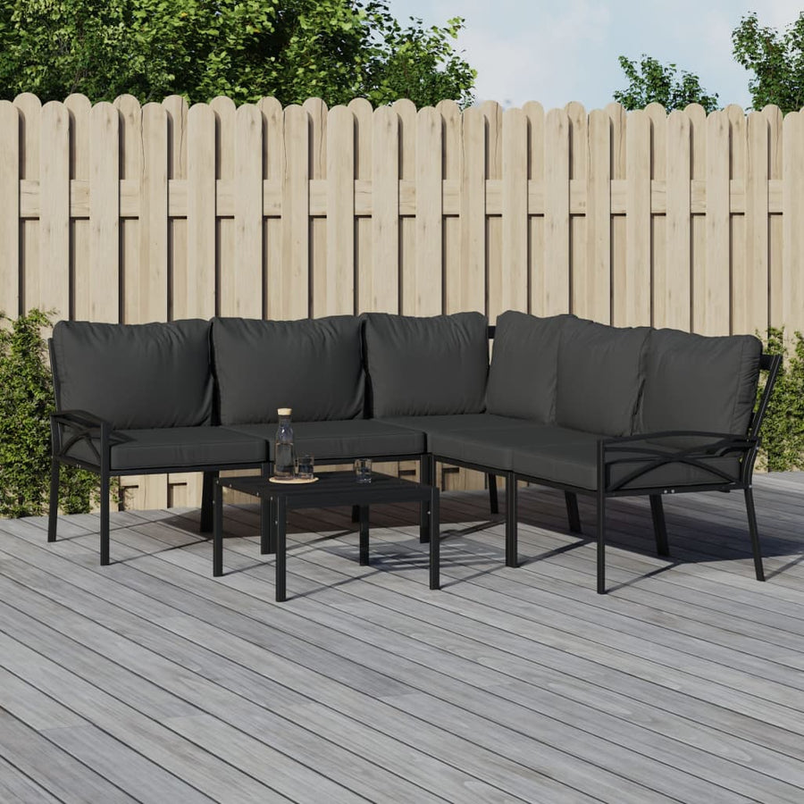 6-Delige Loungeset Met Kussens Staal 1