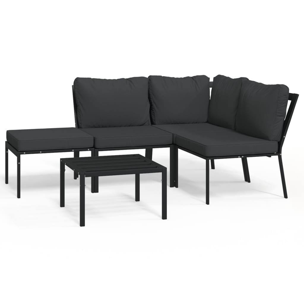 5-delige Loungeset met kussens staal grijs
