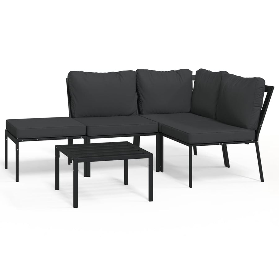 5-delige Loungeset met kussens staal grijs