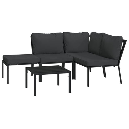 5-delige Loungeset met kussens staal grijs