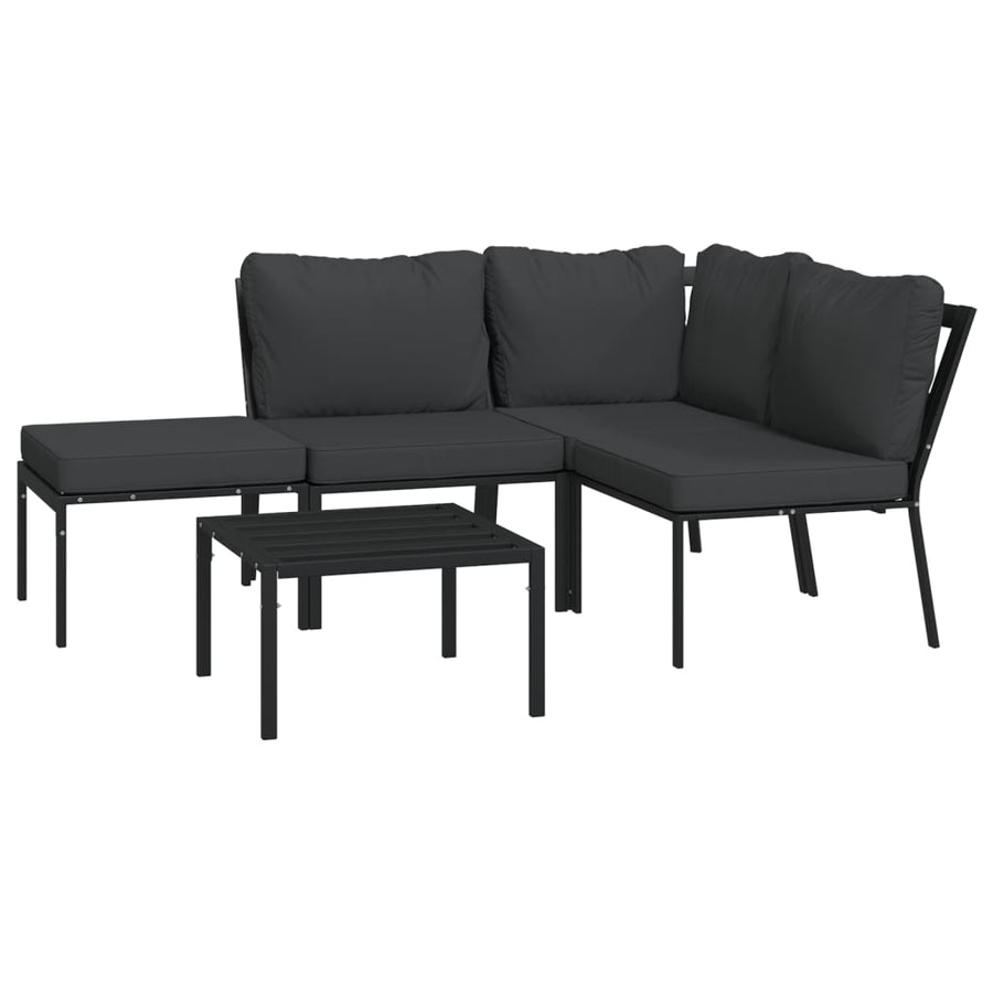 5-delige Loungeset met kussens staal grijs