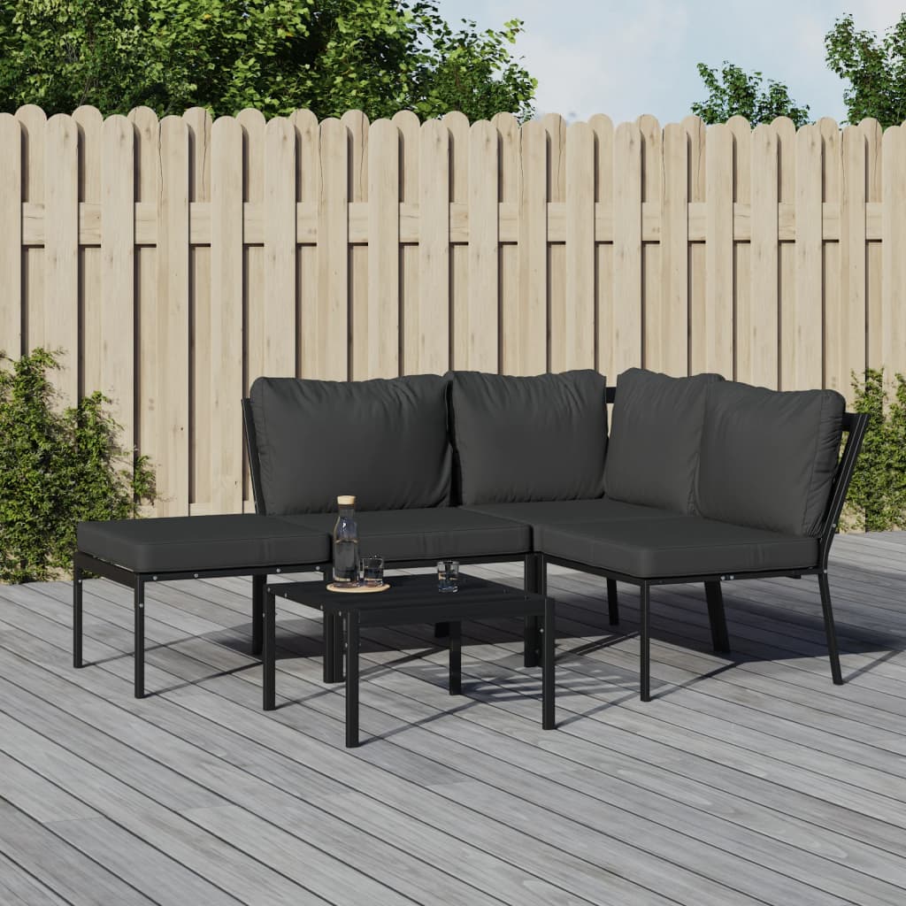 5-delige Loungeset met kussens staal grijs