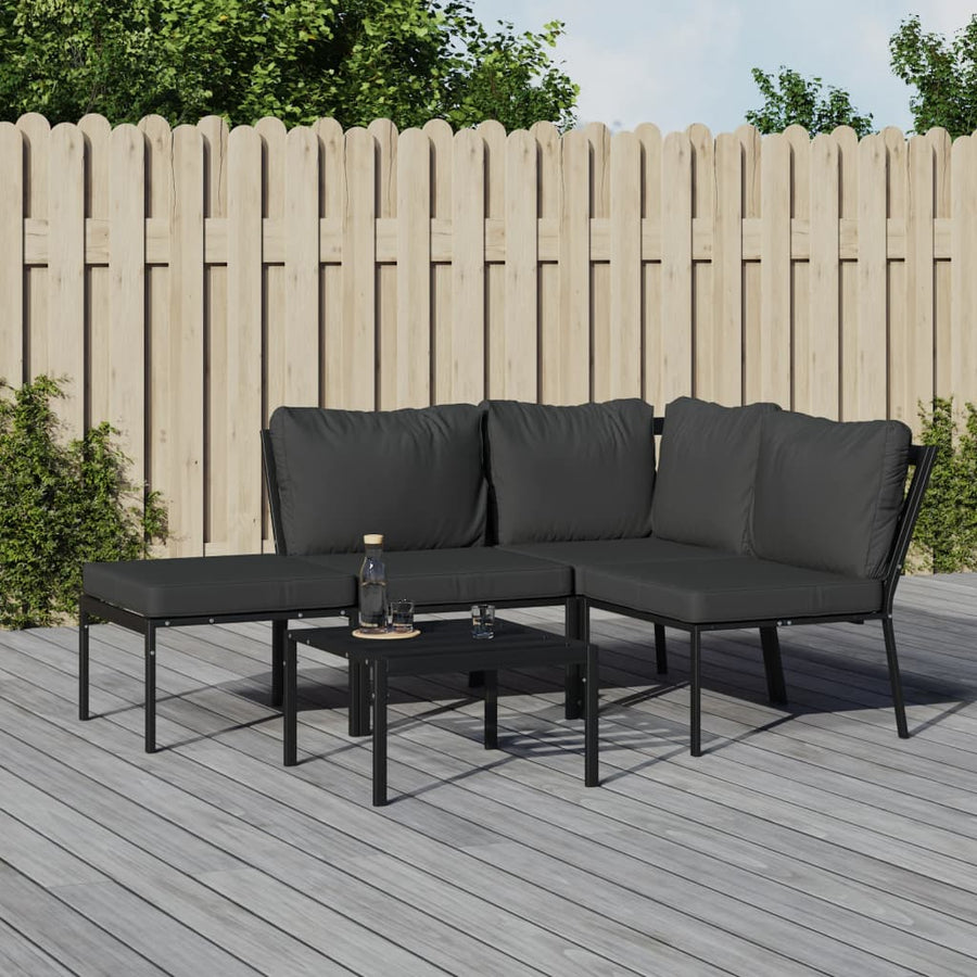 5-delige Loungeset met kussens staal grijs