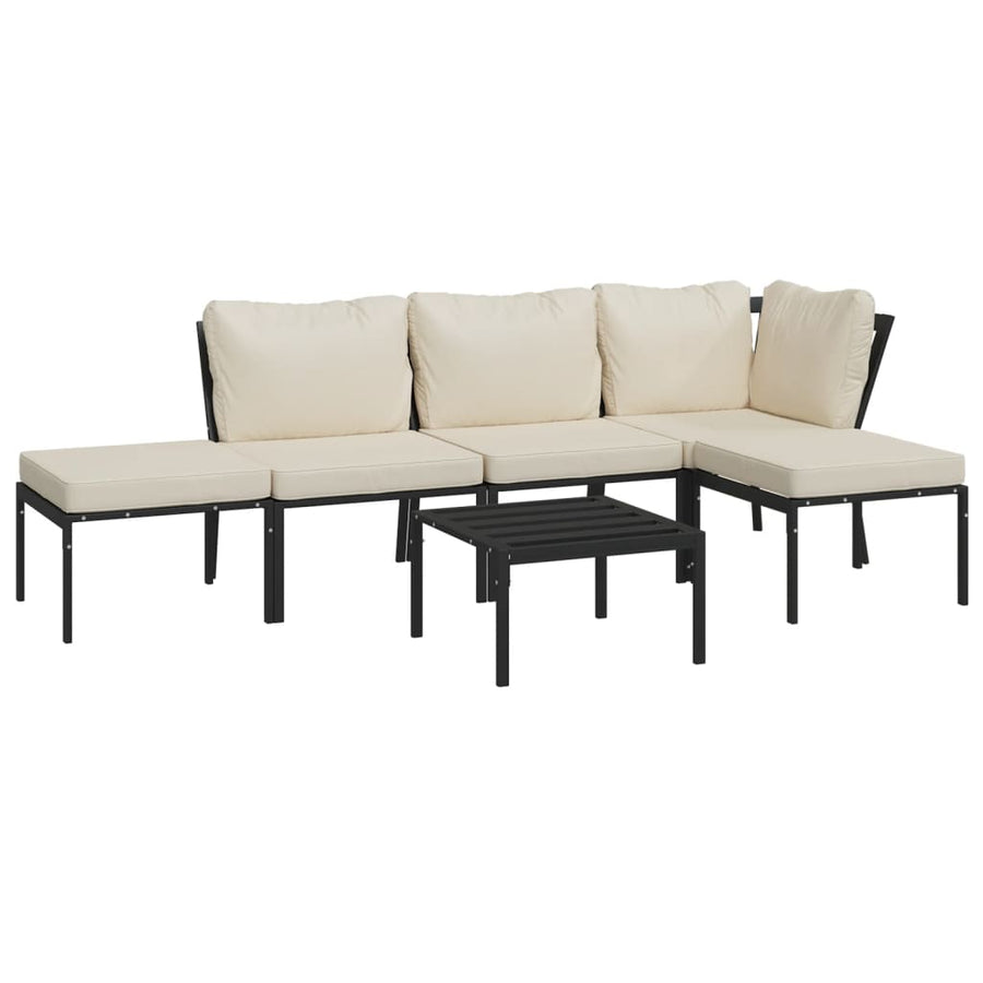 6-Delige Loungeset Met Kleurige Kussens Staal 1