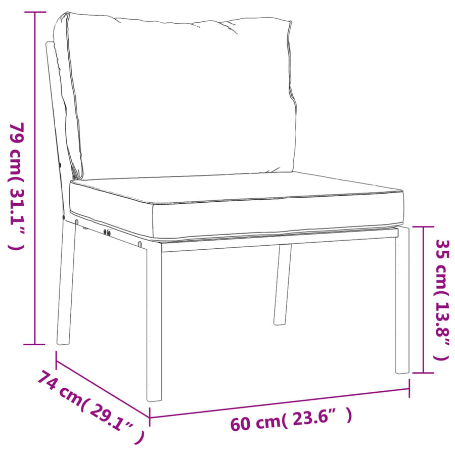 6-Delige Loungeset Met Kleurige Kussens Staal 1