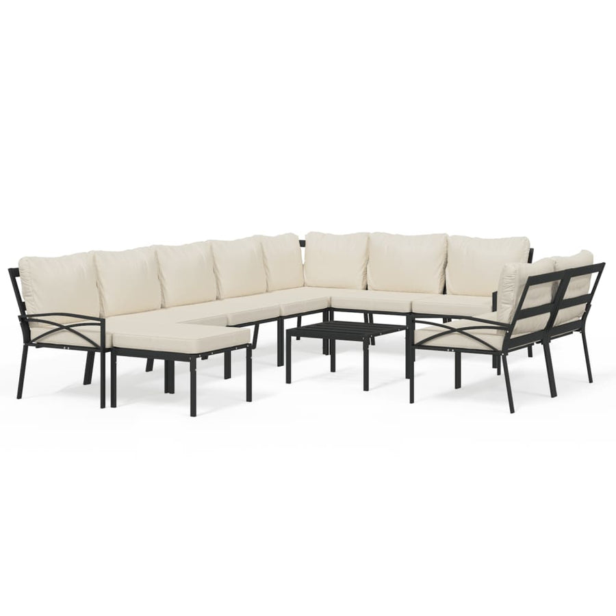 1 Loungeset Met Kussens Staal Kleurig 1