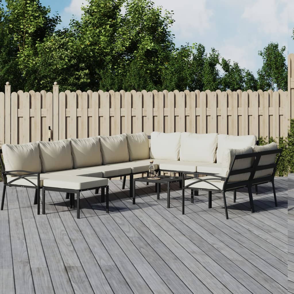 1 Loungeset Met Kussens Staal Kleurig 1