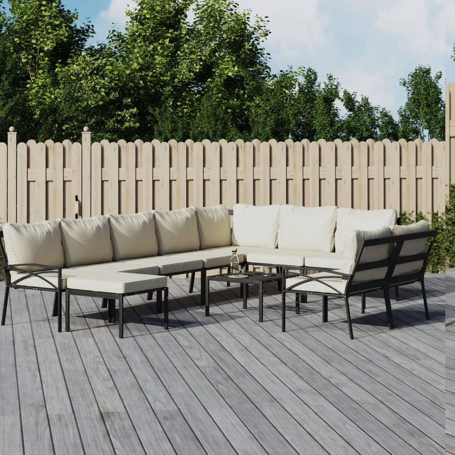 1 Loungeset Met Kussens Staal Kleurig 1