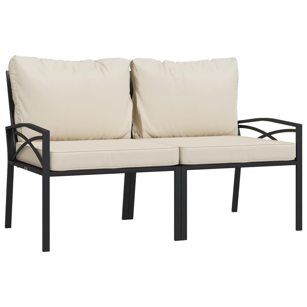 7-Delige Loungeset Met Kussens Staal Kleurig Zand 2x middle + 2x chair + armchair + 2x footrest