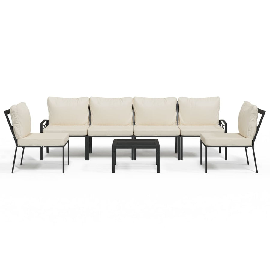 7-Delige Loungeset Met Kussens Staal Kleurig Zand 4x middle + 2x chair + table