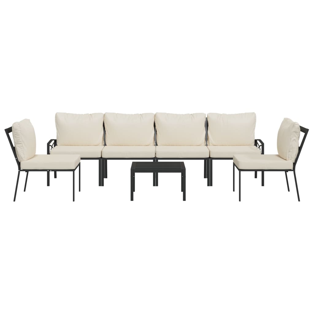 7-Delige Loungeset Met Kussens Staal Kleurig Zand 4x middle + 2x chair + table