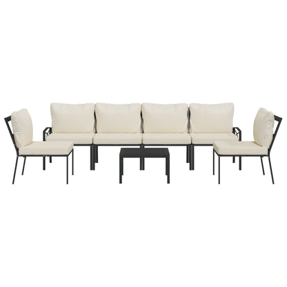 7-Delige Loungeset Met Kussens Staal Kleurig Zand 4x middle + 2x chair + table