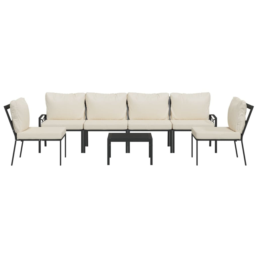 7-Delige Loungeset Met Kussens Staal Kleurig Zand 4x middle + 2x chair + table