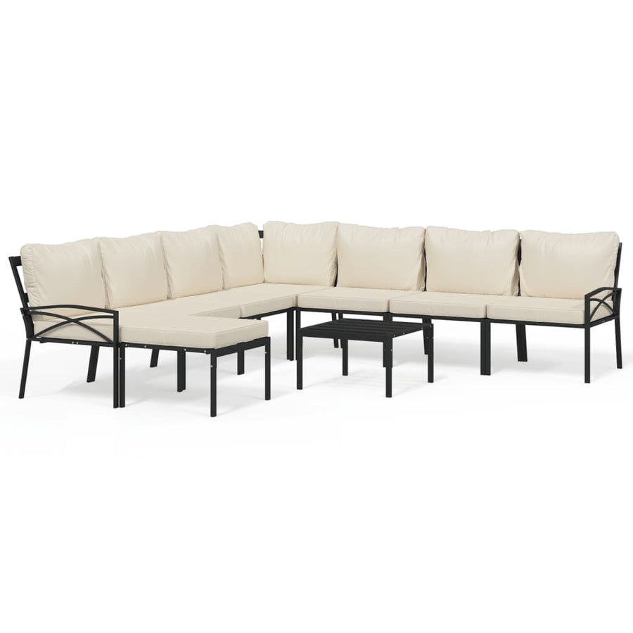 9-Delige Loungeset Met Kussens Staal Kleurig 1