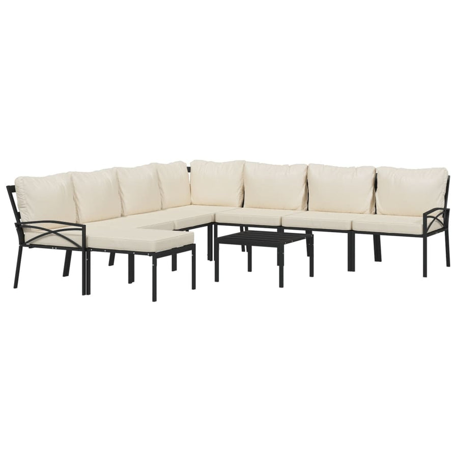 9-Delige Loungeset Met Kussens Staal Kleurig 1