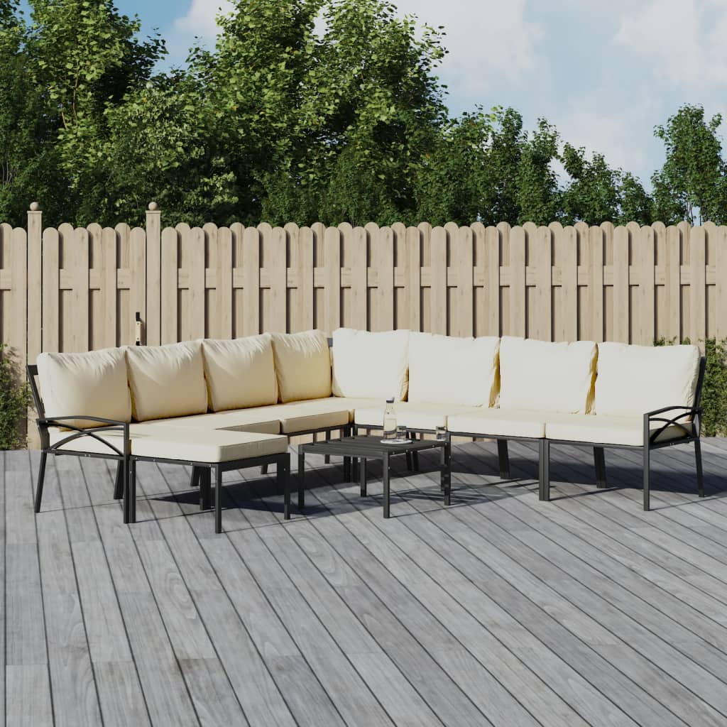 9-Delige Loungeset Met Kussens Staal Kleurig 1