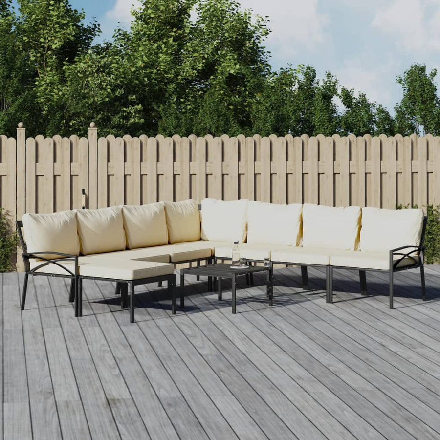 9-Delige Loungeset Met Kussens Staal Kleurig 1