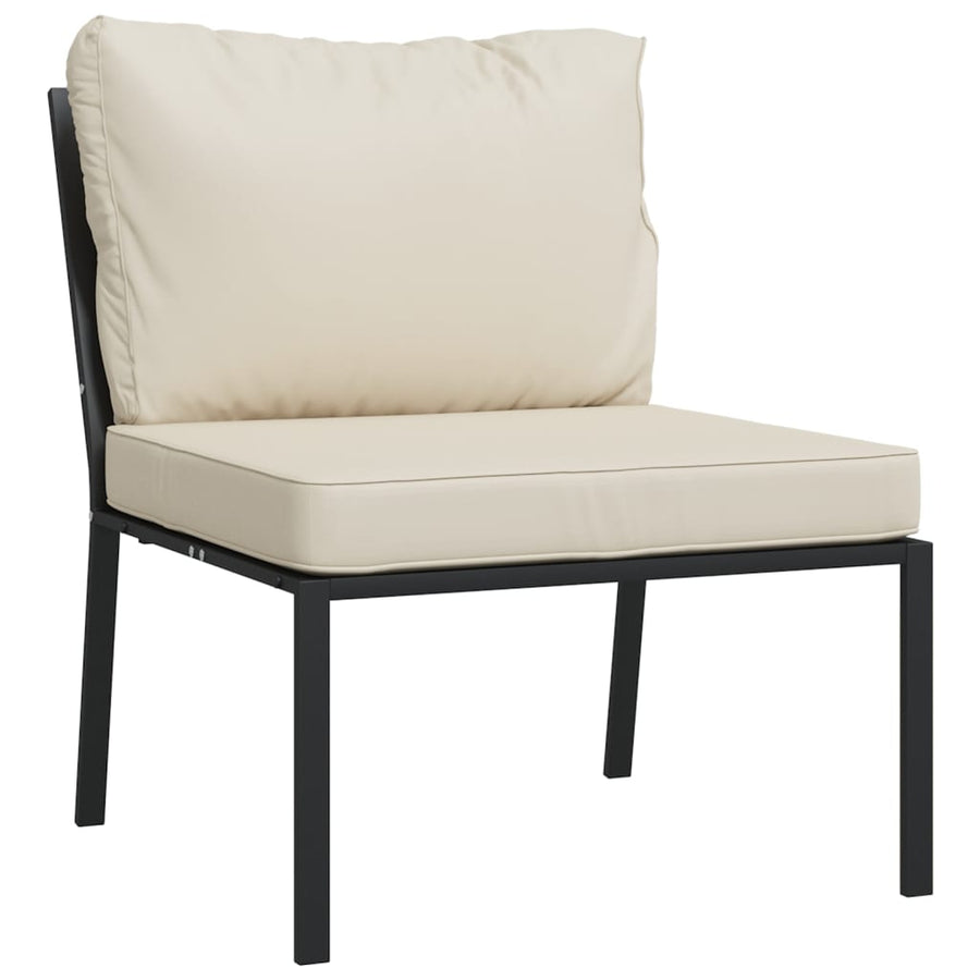 6-Delige Loungeset Met Kleurige Kussens Staal Zand 2x middle + 2x chair + 2x footrest