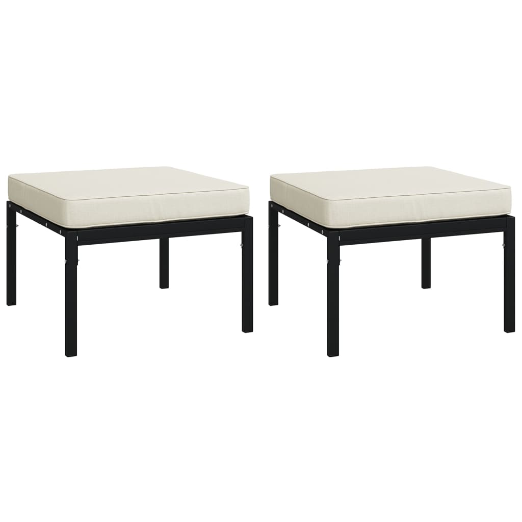 6-Delige Loungeset Met Kleurige Kussens Staal Zand 2x middle + 2x chair + 2x footrest