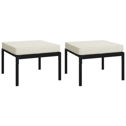 6-Delige Loungeset Met Kleurige Kussens Staal Zand 2x middle + 2x chair + 2x footrest