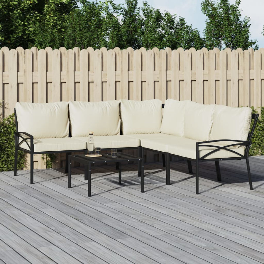 6-Delige Loungeset Met Kleurige Kussens Staal 1
