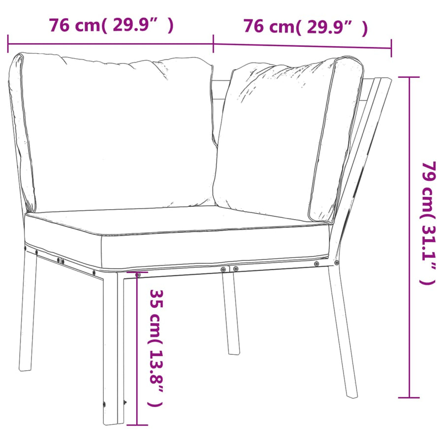5-Delige Loungeset Met Kleurige Kussens Staal 1