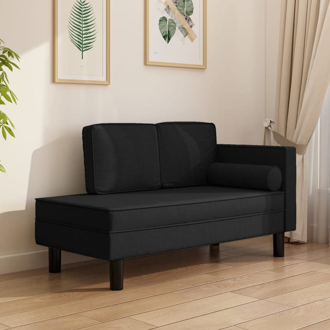 Chaise Longue Met Kussens En Bolster Stof Zwart