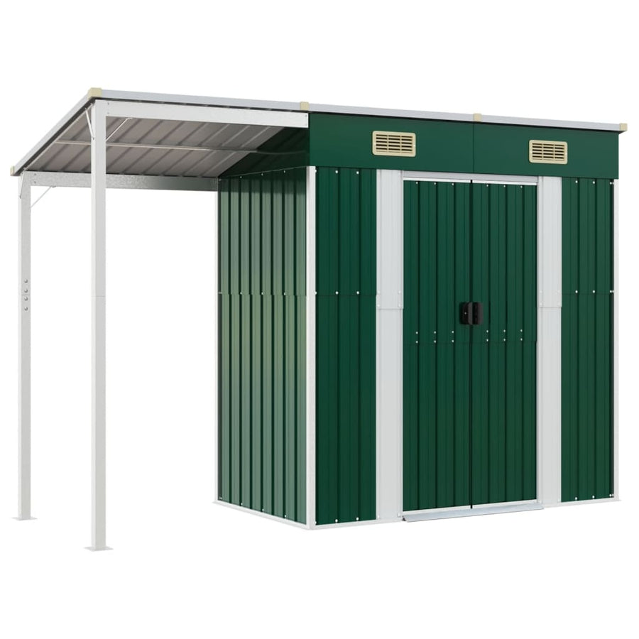 Tuinschuur Met Verlengd Dak 277X110,5X181 Cm Staal Groen