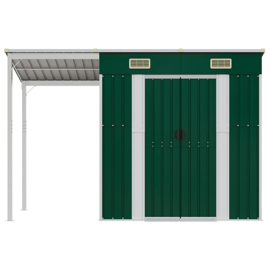 Tuinschuur Met Verlengd Dak 277X110,5X181 Cm Staal Groen