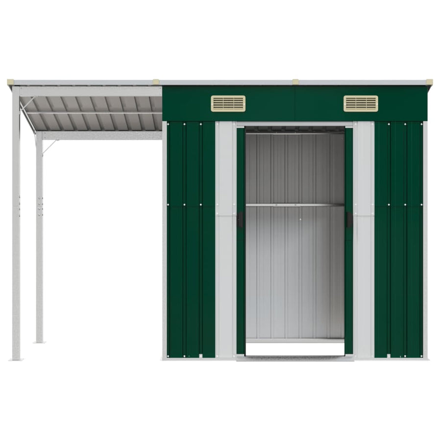 Tuinschuur Met Verlengd Dak 277X110,5X181 Cm Staal Groen