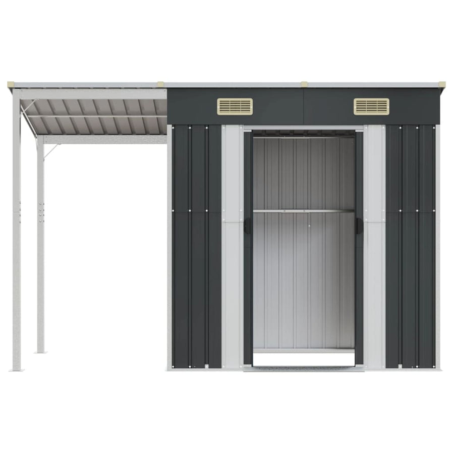 Tuinschuur Met Verlengd Dak 277X110,5X181 Cm Staal Antraciet