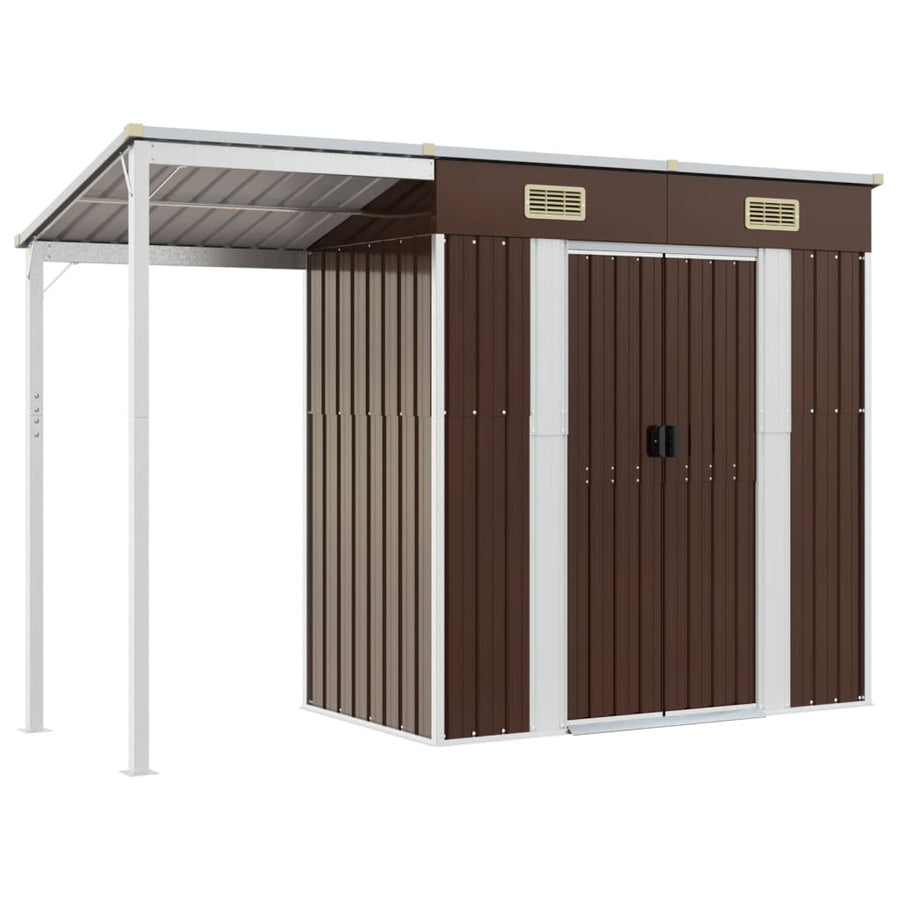 Tuinschuur Met Verlengd Dak 277X110,5X181 Cm Staal Bruin