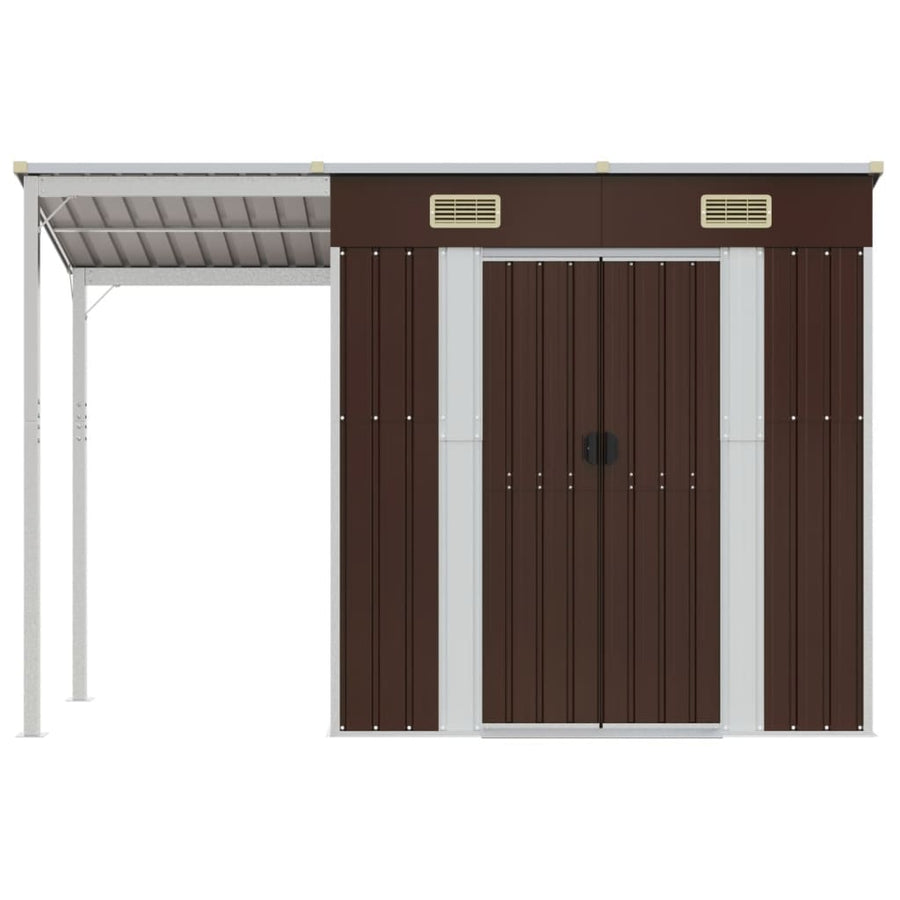 Tuinschuur Met Verlengd Dak 277X110,5X181 Cm Staal Bruin