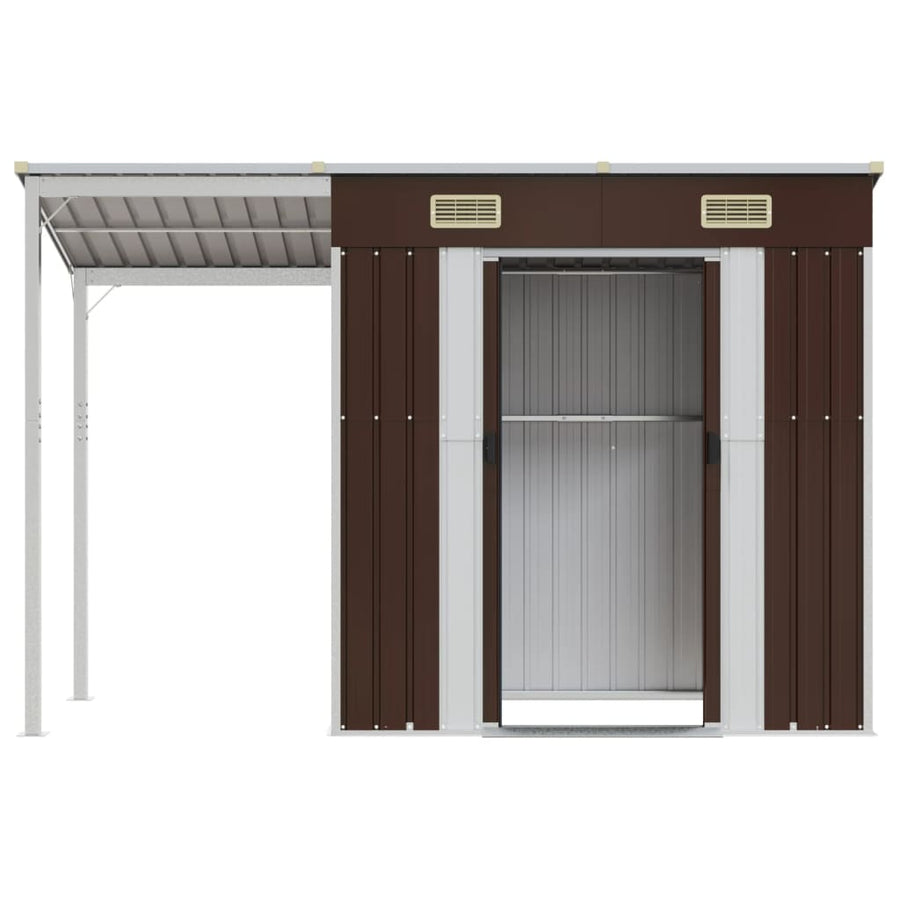 Tuinschuur Met Verlengd Dak 277X110,5X181 Cm Staal Bruin