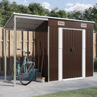 Garden shed with extended roof 277x107x181 cm steel brown