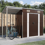 Tuinschuur verlengd dak 277x107x181 cm staal bruin