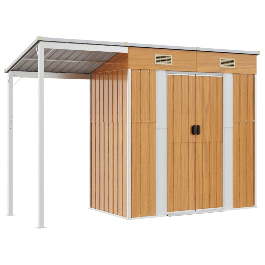 Tuinschuur Met Verlengd Dak 277X110,5X181 Cm Staal Lichtbruin