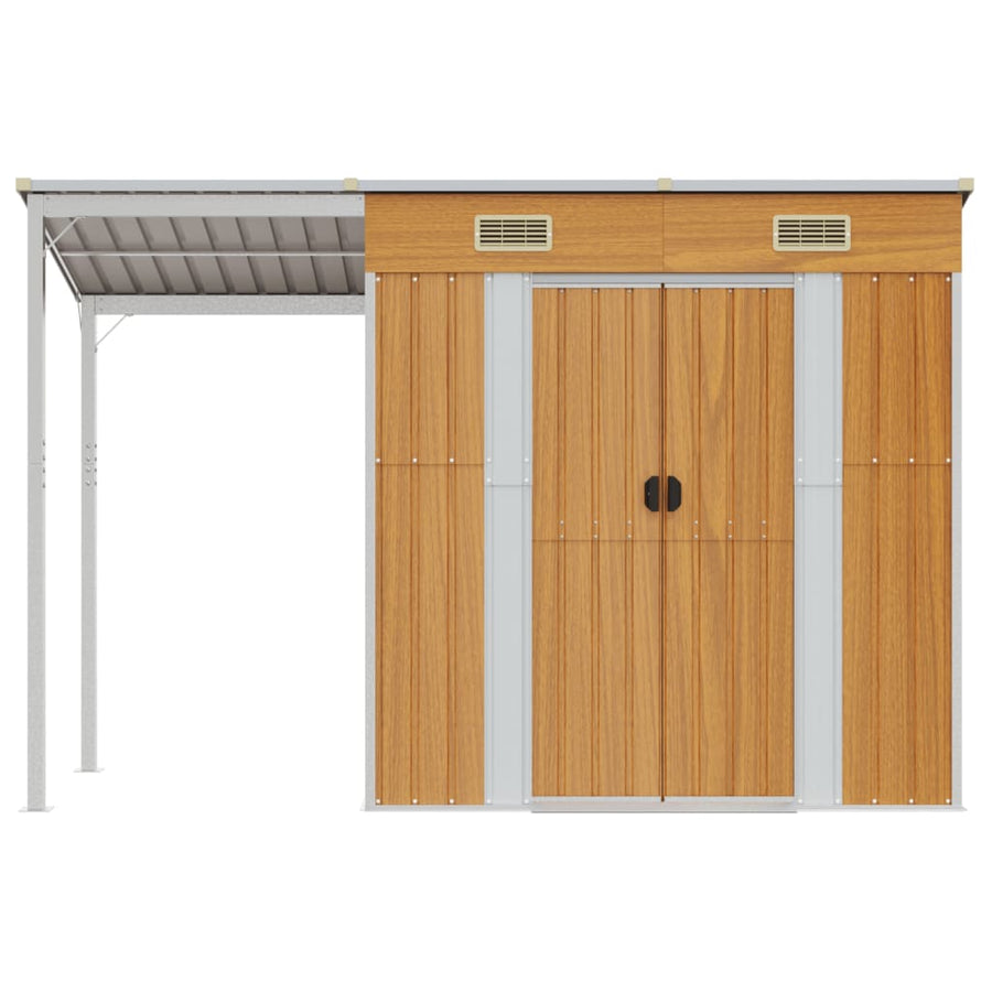 Tuinschuur Met Verlengd Dak 277X110,5X181 Cm Staal Lichtbruin