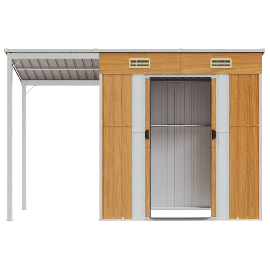 Tuinschuur Met Verlengd Dak 277X110,5X181 Cm Staal Lichtbruin