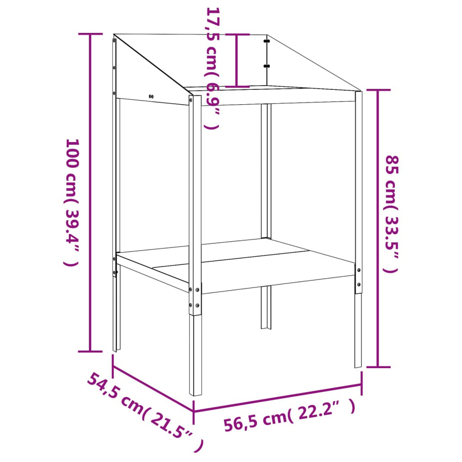 Plantenstandaard 56,5X54,5X100 Cm Verzinkt Staal Antracietkleur