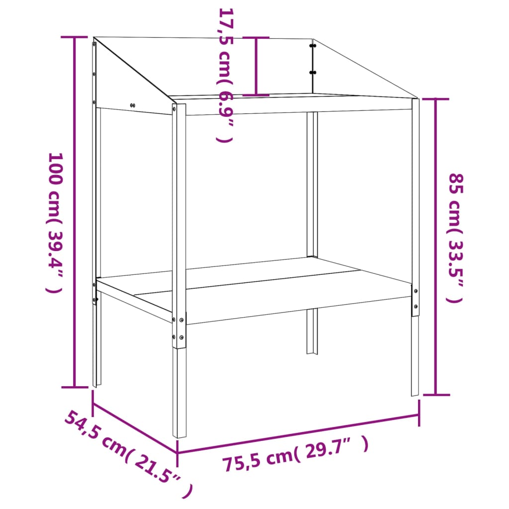 Plantenstandaard 75,5X54,5X100 Cm Verzinkt Staal Antracietkleur