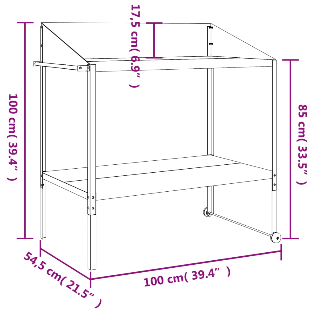 Plantenstandaard 100X54,5X100 Cm Verzinkt Staal Antracietkleur