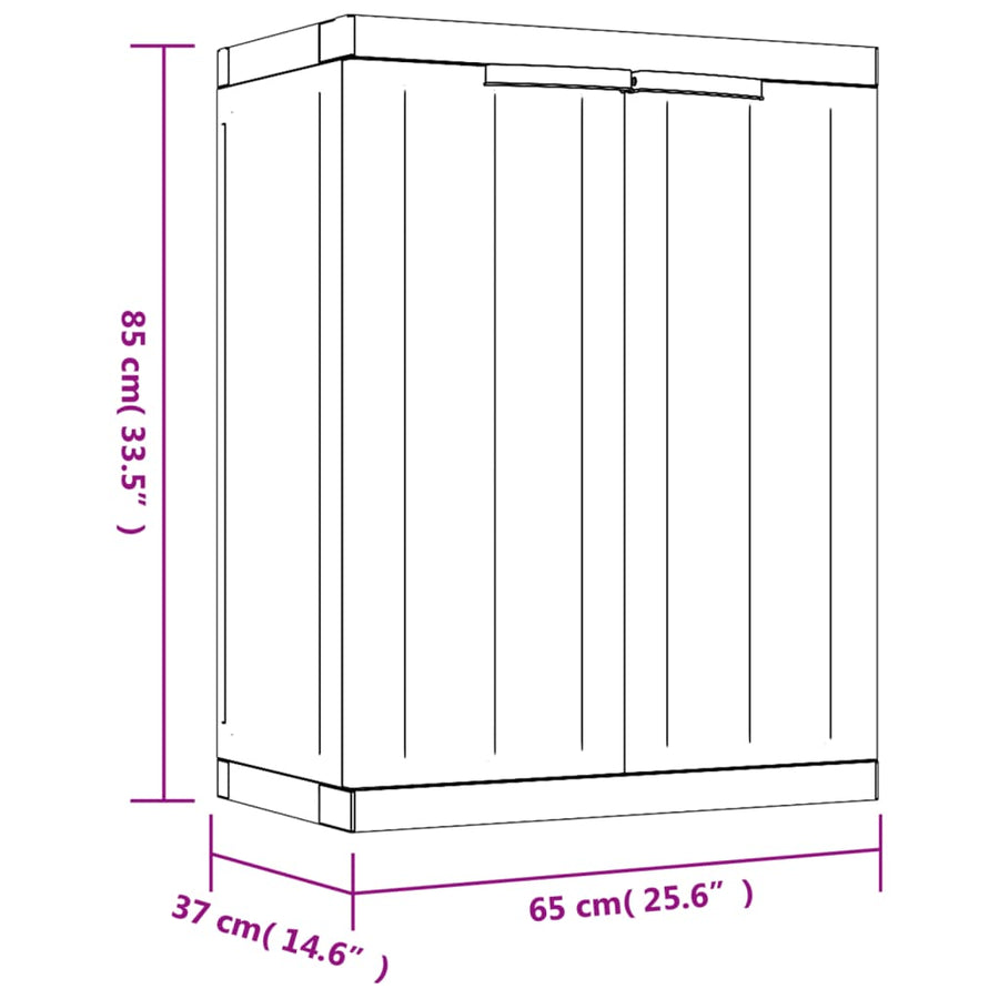 Tuinkast Polypropeen 65 x 37 x 85 cm Grijs en zwart