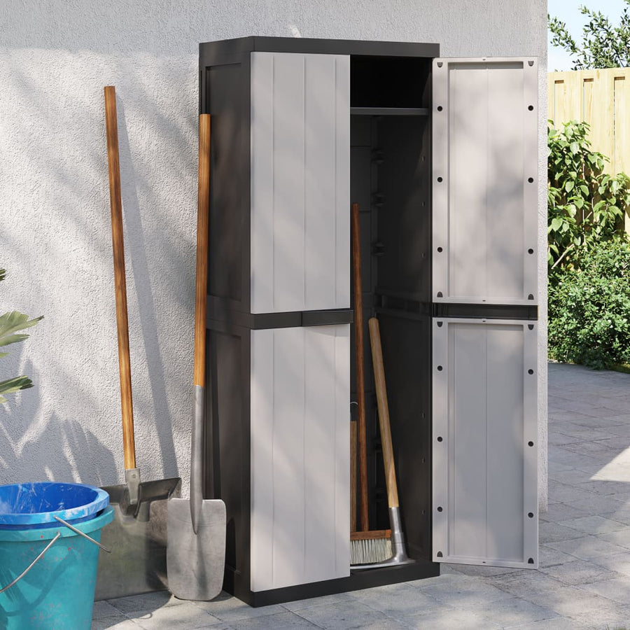 Tuinkast 65X37X65 Cm Polypropeen 65 x 37 x 165 cm (31 x 31 cm) Grijs en zwart