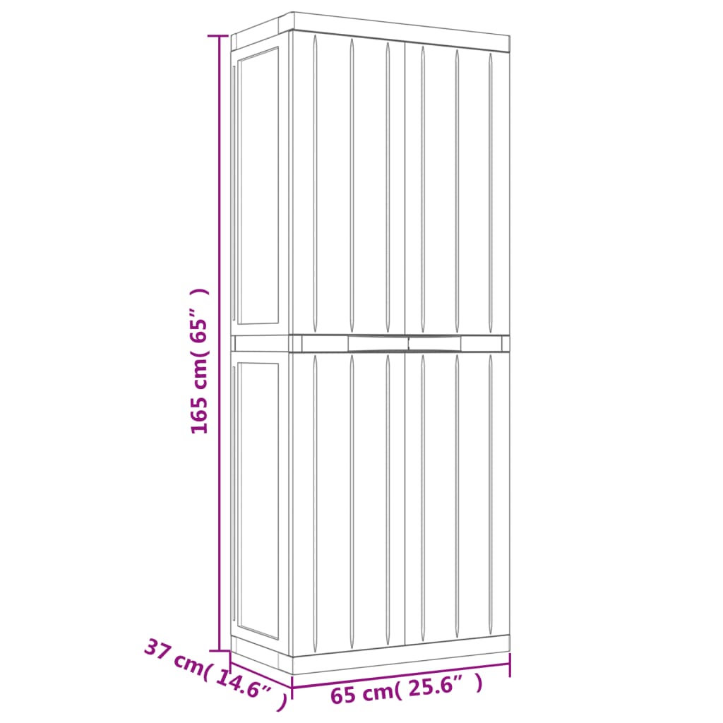 Tuinkast 65X37X65 Cm Polypropeen 65 x 37 x 165 cm (31 x 31 cm) Grijs en zwart